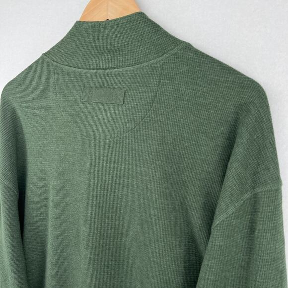 DULUTH TRADING Shirt Mens 2XL Waffle Thermal Mock Henley Cotton Blend Green - Picture 6 of 12